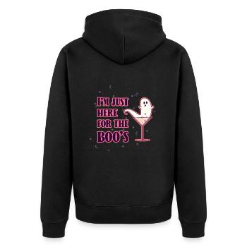 Halloween Geist - Unisex Premium Bio Zip Hoodie - Schwarz - Hinten - Nico (187cm)