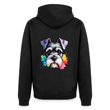 Miniature Schnauzer Dog Colorful in Watercolors - Unisex Premium Organic Zip Hoodie - black - Back - Nico (187cm)