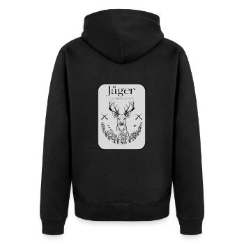 Jäger aus Leidenschaft! Waidmannsheil! - Unisex Premium Bio Zip Hoodie - Schwarz - Hinten - Nico (187cm)
