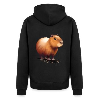 Capybara - Unisex Premium Bio Zip Hoodie - Schwarz - Hinten - Nico (187cm)