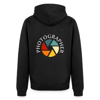Fotograf Fotografin Geschenkidee Fotografie - Unisex Premium Bio Zip Hoodie - Schwarz - Hinten - Nico (187cm)