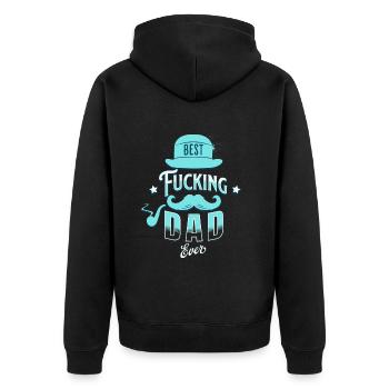 Vintage Best Dad In The World für Väter - Unisex Premium Bio Zip Hoodie - Schwarz - Hinten - Nico (187cm)