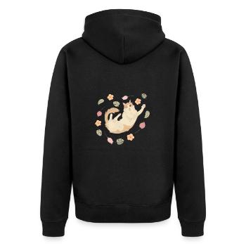 Katze - Unisex Premium Bio Zip Hoodie - Schwarz - Hinten - Nico (187cm)