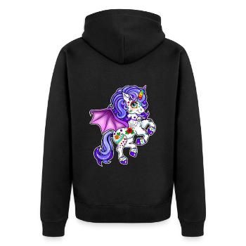 Licorne Halloween 2022 - Veste à capuche bio Premium Unisexe - noir - Dos - Nico (187cm)