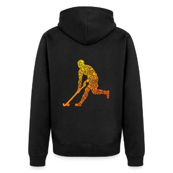 Feldhockey Spieler Design Hockeyspieler Hockey - Unisex Premium Bio Zip Hoodie - Schwarz - Hinten - Nico (187cm)