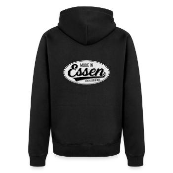 Essen Original - Unisex Premium Bio Zip Hoodie - Schwarz - Hinten - Nico (187cm)