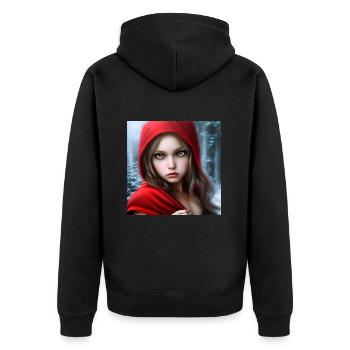 Rotkäppchen im Winterwald - Märchen - Unisex Premium Bio Zip Hoodie - Schwarz - Hinten - Nico (187cm)