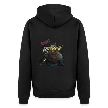 Korrigan viking Gast ! - Veste à capuche bio Premium Unisexe - noir - Dos - Nico (187cm)