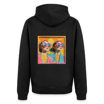 Mère Fille Ensoleillé Art En Bois - Veste à capuche bio Premium Unisexe - noir - Dos - Nico (187cm)