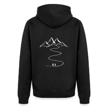 hiking, mountaineering, mountains, hiking, trekking - Unisex Premium Organic Zip Hoodie - black - Back - Nico (187cm)