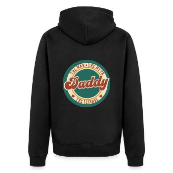 Daddy the man the myth the legend quote humor - Unisex Premium Organic Zip Hoodie - black - Back - Nico (187cm)