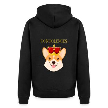 Corgi dog with crown - Unisex Premium Organic Zip Hoodie - black - Back - Nico (187cm)
