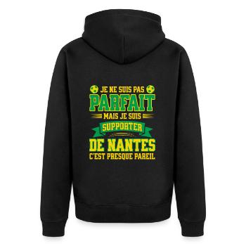 Supporter Football Nantes Fier D'Être Nantais - Veste à capuche bio Premium Unisexe - noir - Dos - Nico (187cm)