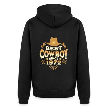 Cowboy Né En 1972 Anniversaire Homme 50 Ans - Veste à capuche bio Premium Unisexe - noir - Dos - Nico (187cm)