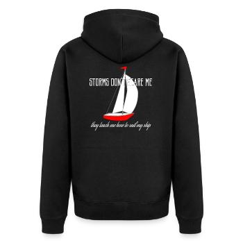 Segeln Segelboot Skipper Sturm Boot Yacht Kapitän - Unisex Premium Bio Zip Hoodie - Schwarz - Hinten - Nico (187cm)