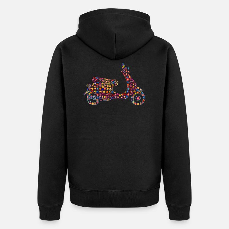 Motorroller angetrieben mit Blumen - Unisex Premium Bio Zip Hoodie - Schwarz