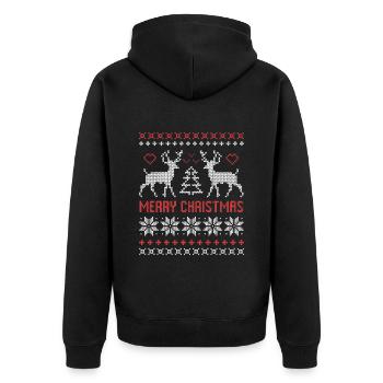 vilain pull de noël rennes cerf chasseur rouge - Veste à capuche bio Premium Unisexe - noir - Dos - Nico (187cm)