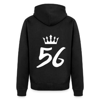 56 Number crown - Unisex Premium Organic Zip Hoodie - black - Back - Nico (187cm)