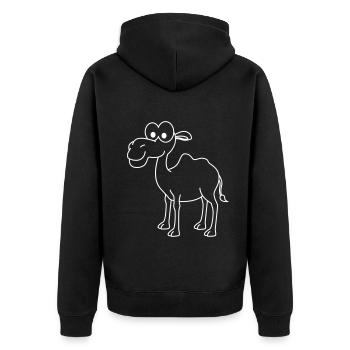 Kamel Comic - Unisex Premium Bio Zip Hoodie - Schwarz - Hinten - Nico (187cm)