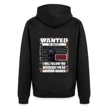 Motif amusant Black Labrador WANTED - Veste à capuche bio Premium Unisexe - noir - Dos - Nico (187cm)