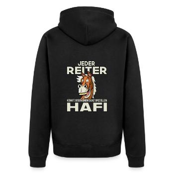 Haflinger Pferdemädchen - Westernreiten - Reiter - Unisex Premium Bio Zip Hoodie - Schwarz - Hinten - Nico (187cm)