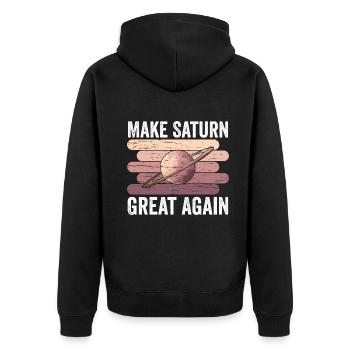 Mach Saturn Wieder Großartig - Unisex Premium Bio Zip Hoodie - Schwarz - Hinten - Nico (187cm)