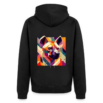 Hyäne - Unisex Premium Bio Zip Hoodie - Schwarz - Hinten - Nico (187cm)