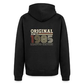 Original seit 1985 Jahrgang Geburtstag Geschenk - Unisex Premium Bio Zip Hoodie - Schwarz - Hinten - Nico (187cm)
