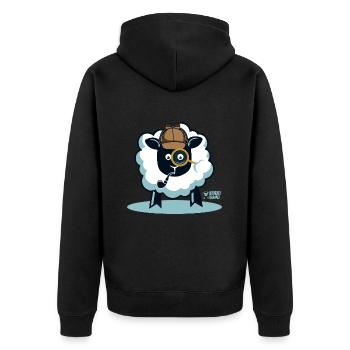 Une brebis détective ? - Veste à capuche bio Premium Unisexe - noir - Dos - Nico (187cm)