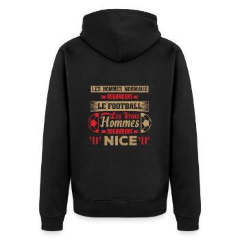les vrais hommes regardent NICE fans club de foot - Veste à capuche bio Premium Unisexe - noir - Dos - Nico (187cm)