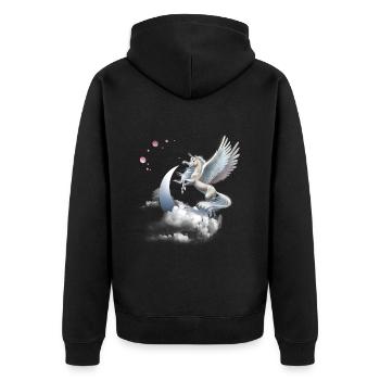 T-shirt licorne cadeau licorne - Veste à capuche bio Premium Unisexe - noir - Dos - Nico (187cm)