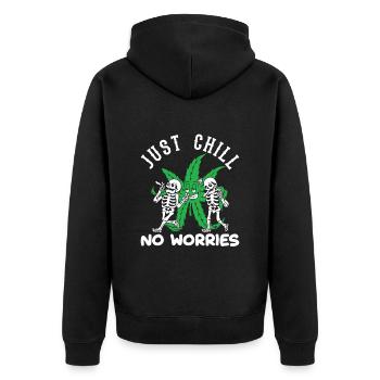 Hanf I Stoner Geschenke I Hanf Geschenke - Unisex Premium Bio Zip Hoodie - Schwarz - Hinten - Nico (187cm)