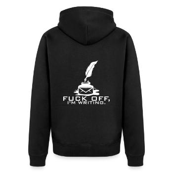 Schreiben Neuheit für Schriftsteller - Unisex Premium Bio Zip Hoodie - Schwarz - Hinten - Nico (187cm)