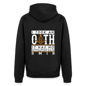 Masonic Gift I Masonic Freemasonry - Unisex Premium Organic Zip Hoodie - black - Back - Nico (187cm)