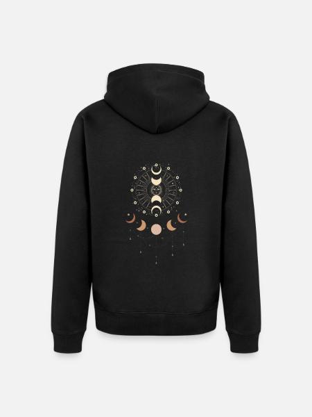 Okkult symbol med sol og måne åndelig - Premium økologisk unisex-hættejakke - sort
