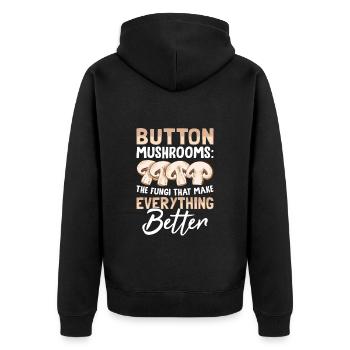 Mushrooms- Pilze Geschenke - Unisex Premium Bio Zip Hoodie - Schwarz - Hinten - Nico (187cm)