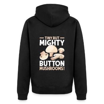 Champignon- Mushrooms Gifts- Pilze Geschenke - Unisex Premium Bio Zip Hoodie - Schwarz - Hinten - Nico (187cm)