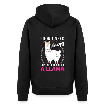 I don t need Theraphy i just need a Llama- Lama - Unisex Premium Organic Zip Hoodie - black - Back - Nico (187cm)