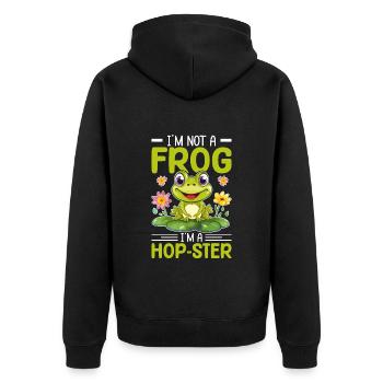 Je ne suis pas une grenouille, je suis une grenouille Hop-ster - Tshirt grenouille - Veste à capuche bio Premium Unisexe - noir - Dos - Nico (187cm)