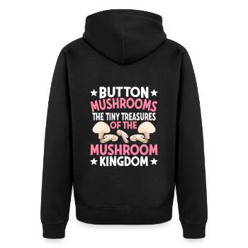 Champignons- Mushrooms Gifts- Pilze Geschenkidee - Unisex Premium Bio Zip Hoodie - Schwarz - Hinten - Nico (187cm)