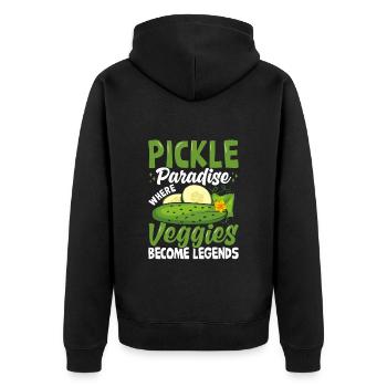 Pickle paradise- Gurken Geschenk - Unisex Premium Bio Zip Hoodie - Schwarz - Hinten - Nico (187cm)