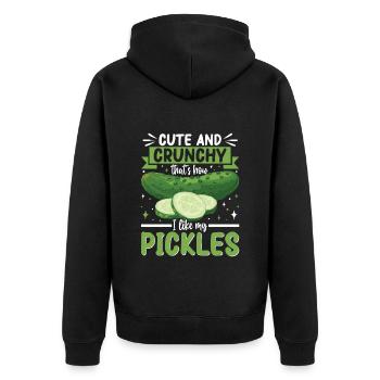Cute and crunchy- Gurken Geschenk - Unisex Premium Bio Zip Hoodie - Schwarz - Hinten - Nico (187cm)