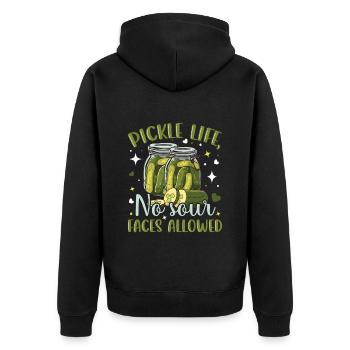 Pickle life- Gurken Geschenke- Gurken Tshirt - Unisex Premium Bio Zip Hoodie - Schwarz - Hinten - Nico (187cm)