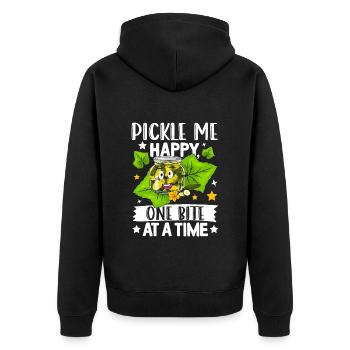 pickles- Gurken Geschenke, Gurken Tshirt - Unisex Premium Bio Zip Hoodie - Schwarz - Hinten - Nico (187cm)