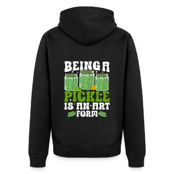 Being a pickle is an art form- Cucumber Tshirt - Unisex Premium Organic Zip Hoodie - black - Back - Nico (187cm)