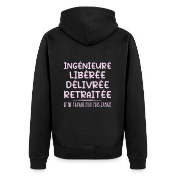 Ingénieure célèbre sa retraite avec humour cadeau - Veste à capuche bio Premium Unisexe - noir - Dos - Nico (187cm)