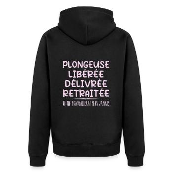Plongeuse célèbre sa retraite avec humour cadeau - Veste à capuche bio Premium Unisexe - noir - Dos - Nico (187cm)