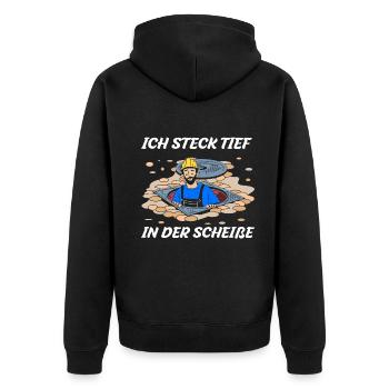 Sewer workers - I'm deep in the shit - Unisex Premium Organic Zip Hoodie - black - Back - Nico (187cm)