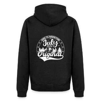2019 Juli Geboren Geschenk Original 2019 Juli - Unisex Premium Bio Zip Hoodie - Schwarz - Hinten - Nico (187cm)