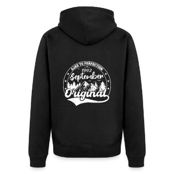Légendaire depuis septembre 1992 Cadeau d’anniversaire - Veste à capuche bio Premium Unisexe - noir - Dos - Nico (187cm)